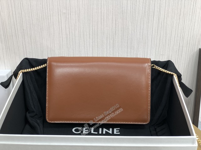 Celine專櫃2022新款CUIR TRIOMPHE斜挎女包 賽琳新品WOC鏈條皮革信封包 10J733 sldj2282
